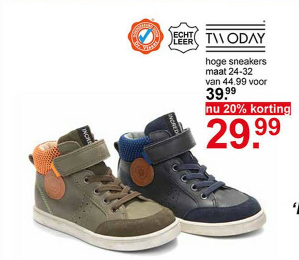 hoge sneakers maat 24-32 aanbieding bij Scapino