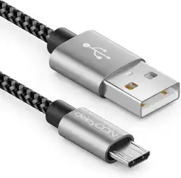 Amazon deleyCON 0,5m Nylon Micro USB-kabel Oplaadkabel Datakabel Metalen Stekker Opladen & Synchroniseren Mobiele Telefoon Smartphon aanbieding