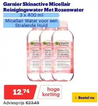 Bol.com Garnier Skinactive Micellair Reinigingswater Met Rozenwater aanbieding