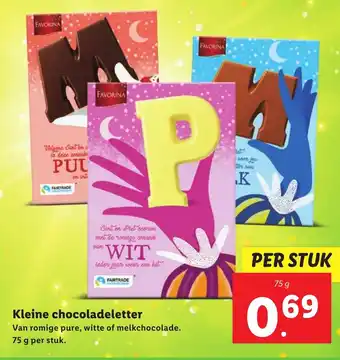 Lidl Favorina Kleine chocoladeletter 75g aanbieding