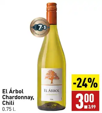 ALDI El Árbol Chardonnay, Chili 0.75 L aanbieding