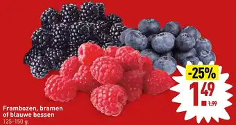 ALDI Frambozen, bramen of blauwe bessen 125-150 g. aanbieding