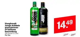 Coop Hooghoudt Jonge dubbele graanjenever of kalmoes beerenburg 1 liter aanbieding