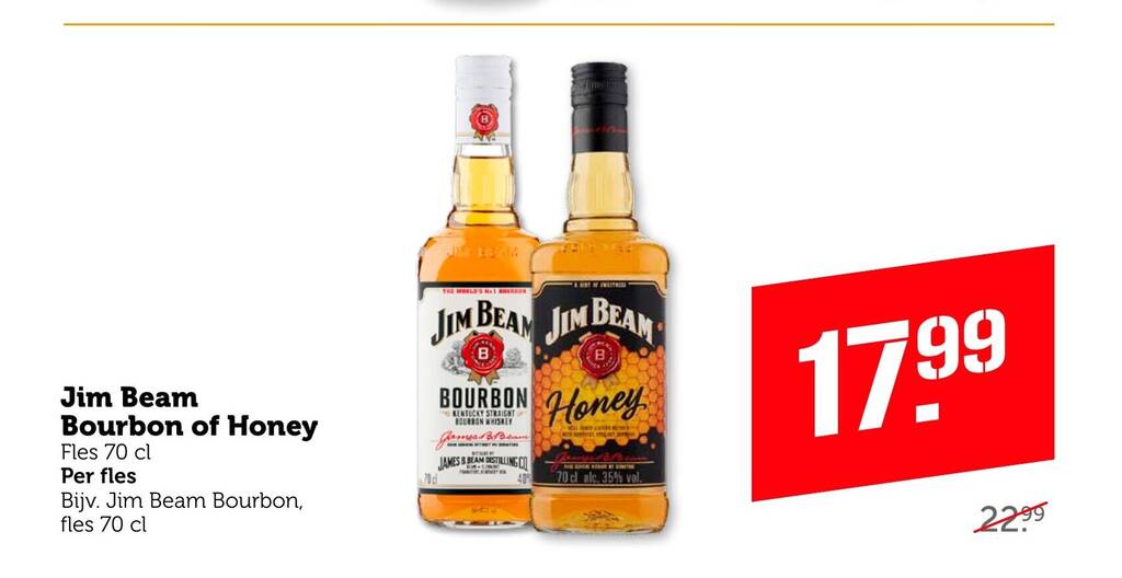 Jim Beam Bourbon of Honey 70 cl aanbieding bij Coop