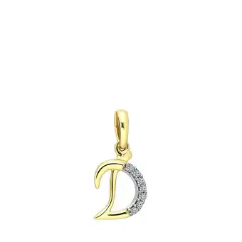 Lucardi 14K geelgouden alfabet hanger met diamant 0,03ct aanbieding