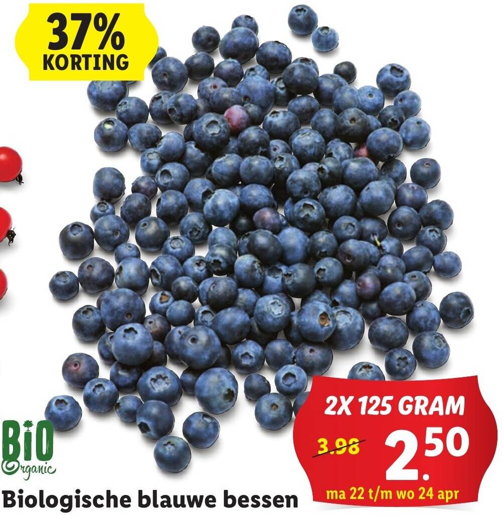 Biologische blauwe bessen 2 x 125g aanbieding bij Lidl