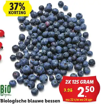 Lidl Biologische blauwe bessen 2 x 125g aanbieding