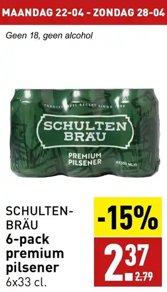 ALDI SCHULTEN BRAU 6-pack premium pilsener 6x33 cl. aanbieding