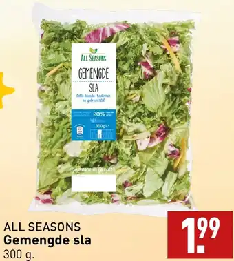 ALDI ALL SEASONS Gemengde sla 300 g. aanbieding