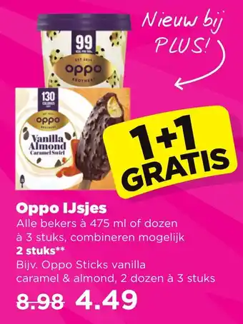 PLUS Oppo Sticks vanilla caramel & almond aanbieding