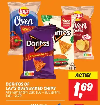 Dekamarkt DORITOS OF LAY'S OVEN BAKED CHIPS aanbieding