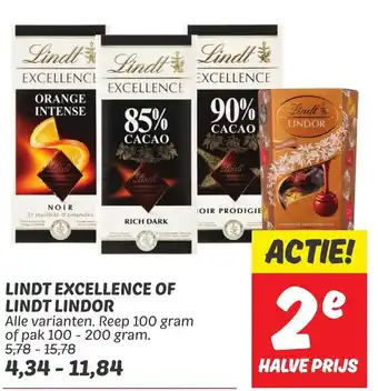 Dekamarkt LINDT EXCELLENCE OF LINDT LINDOR aanbieding