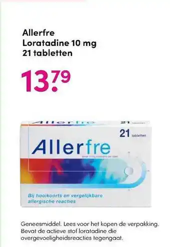 DA Allerfre Loratadine 10 Mg 21 Tabletten aanbieding