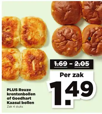 PLUS PLUS Reuze krentenbollen of Goedhart Kaasui bollen aanbieding