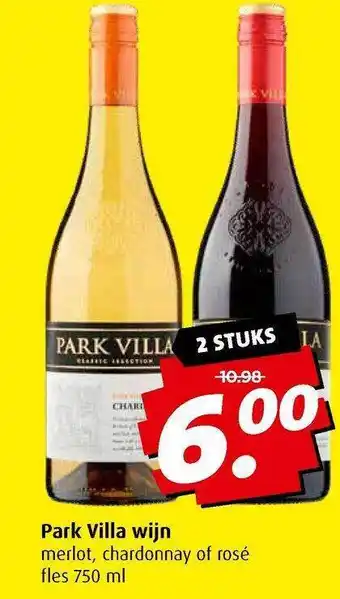 Boni Park Villa Wijn Merlot, Chardonnay Of Rosé 750ml aanbieding