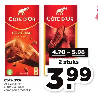 PLUS Cote D'or 2*180-250g aanbieding