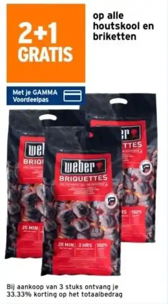 GAMMA op alle houtskool en briketten aanbieding