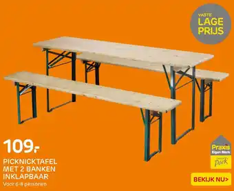 Praxis PICKNICKTAFEL MET 2 BANKEN INKLAPBAAR aanbieding