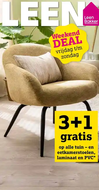 Leen Bakker op alle tuin en eetkamerstoelen, laminaat en PVC aanbieding