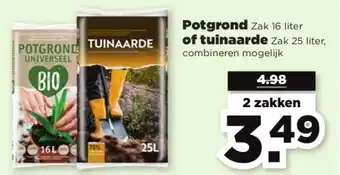 PLUS Potgrond Zak 16 liter of tuinaarde Zak 25 liter aanbieding