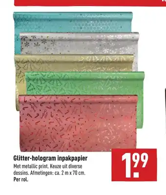 ALDI Glitter-Hologram Inpakpapier per rol 2m x 70cm aanbieding