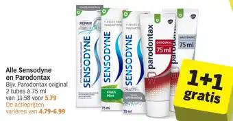 Albert Heijn Alle Sensodyne en Parodontax aanbieding