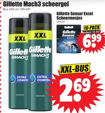 Dirk * Gillette Mach3 scheergel Bus 240 ml aanbieding