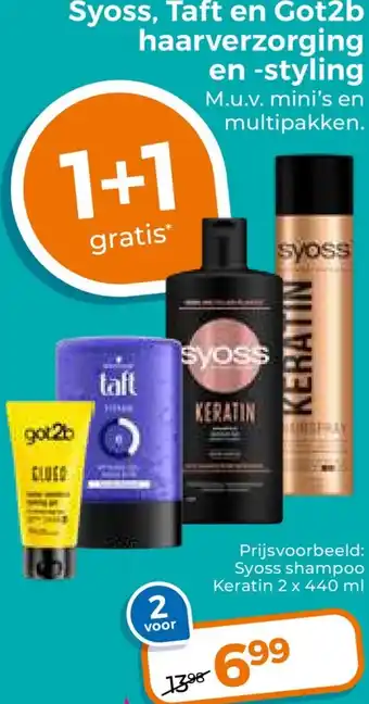 Trekpleister Syoss, Taft en Got2b haarverzorging en styling aanbieding