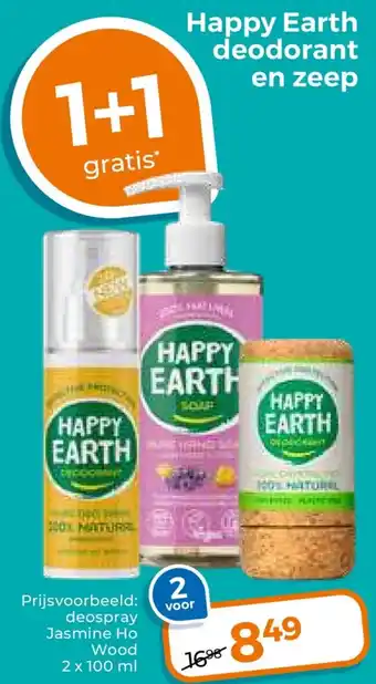 Trekpleister Happy Earth deodorant en zeep aanbieding