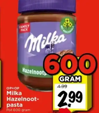 Vomar Voordeelmarkt Milka Hazelnoot pasta aanbieding