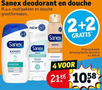 Kruidvat Sanex deodorant en douche aanbieding