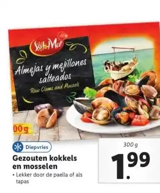 Lidl Gezouten kokkels en mosselen aanbieding