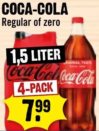 Dirck 3 COCA-COLA Regular of zero 1.5L aanbieding