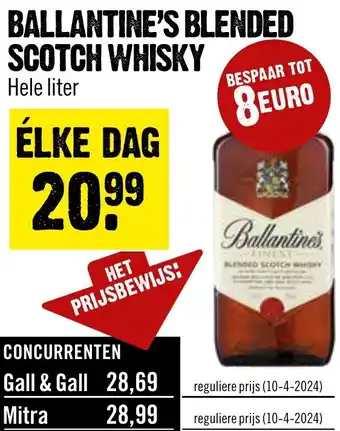 Dirck 3 BALLANTINE'S BLENDED SCOTCH WHISKY aanbieding