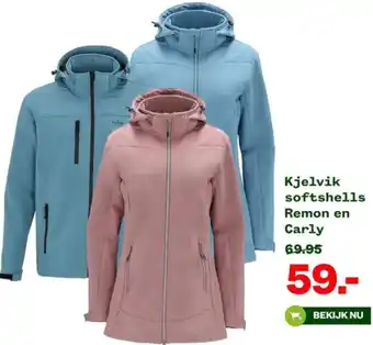 Welkoop Kjelvik softshells Remon en Carly aanbieding