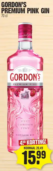 Super Dirck 3 GORDON'S PREMIUM PINK GIN 70 cl aanbieding