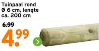 GAMMA Tuinpaal rond Ø 6 cm, lengte ca. 200 cm aanbieding