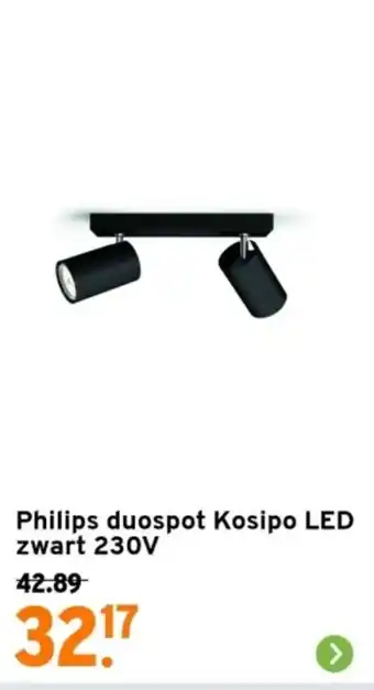 GAMMA Philips duospot Kosipo LED zwart 230V aanbieding