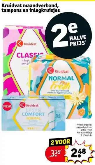 Kruidvat Kruidvat maandverband, tampons en inlegkruisjes aanbieding