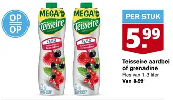 Hoogvliet Teisseire aardbei of grenadine 1.3 liter aanbieding