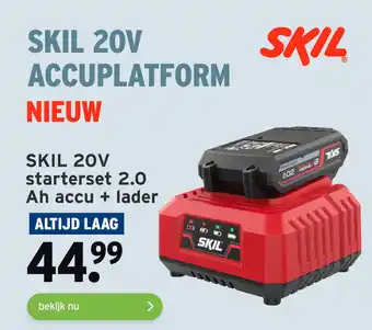 GAMMA SKIL 20V starterset 2.0 Ah accu + lader aanbieding