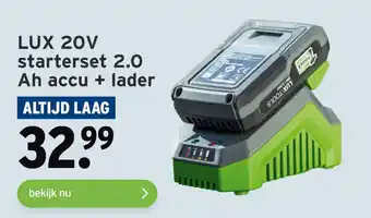 GAMMA LUX 20V starterset 2.0 Ah accu + lader aanbieding