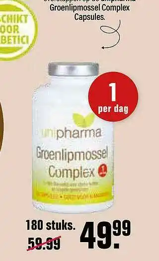 De Online Drogist Unipharma Groenlipmossel Complex aanbieding