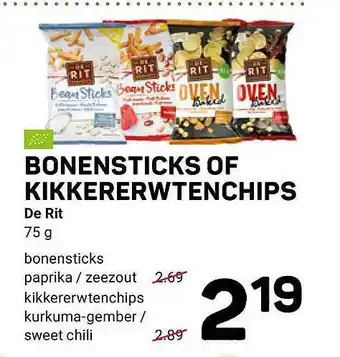 Ekoplaza Bonensticks Of Kikkererwtenchips De Rit aanbieding