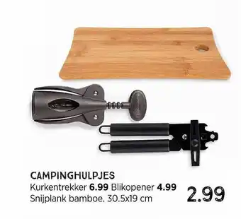 Xenos Campinghulpjes Kurkentrekker, Blikopener Of Snijplank Bamboe 30.5x19 Cm aanbieding