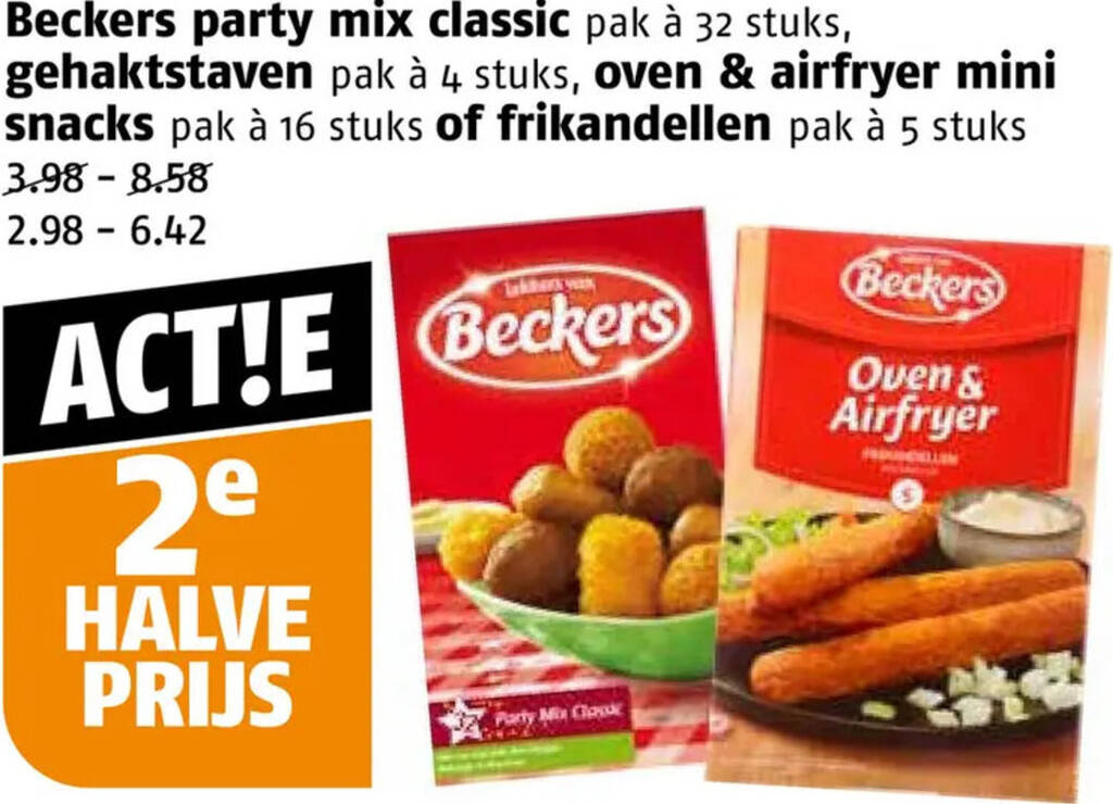 Beckers party mix classic, gehaktstaven, oven & airfryer mini snacks of