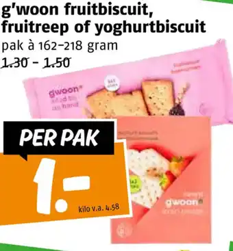 Poiesz g'woon fruitbiscuit, fruitreep of yoghurtbiscuit aanbieding