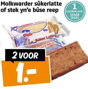 Poiesz Molkwarder sûkerlatte of stek yn'e bûse reep aanbieding