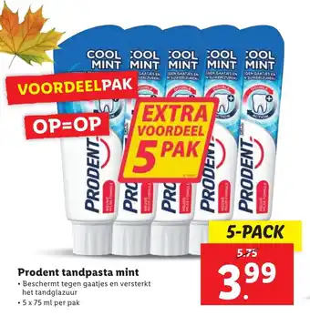 Lidl Prodent tandpasta mint aanbieding