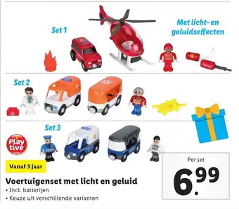 Lidl Voertuigenset met licht en geluid aanbieding
